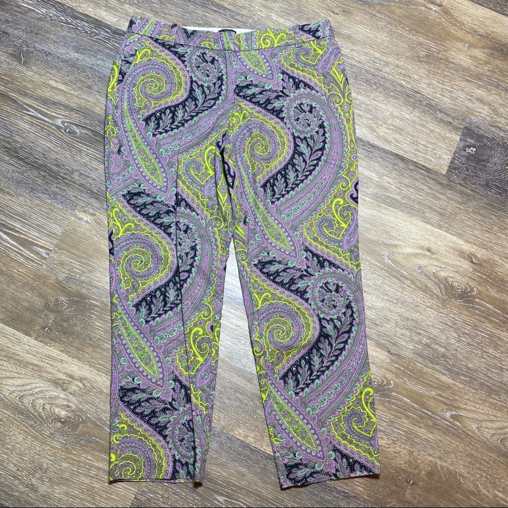J.CREW PANTS WOMEN’S CAFE CAPRI GREAT DETAIL PRINT MULTI-COLOR GREAT FIT SIZE 6